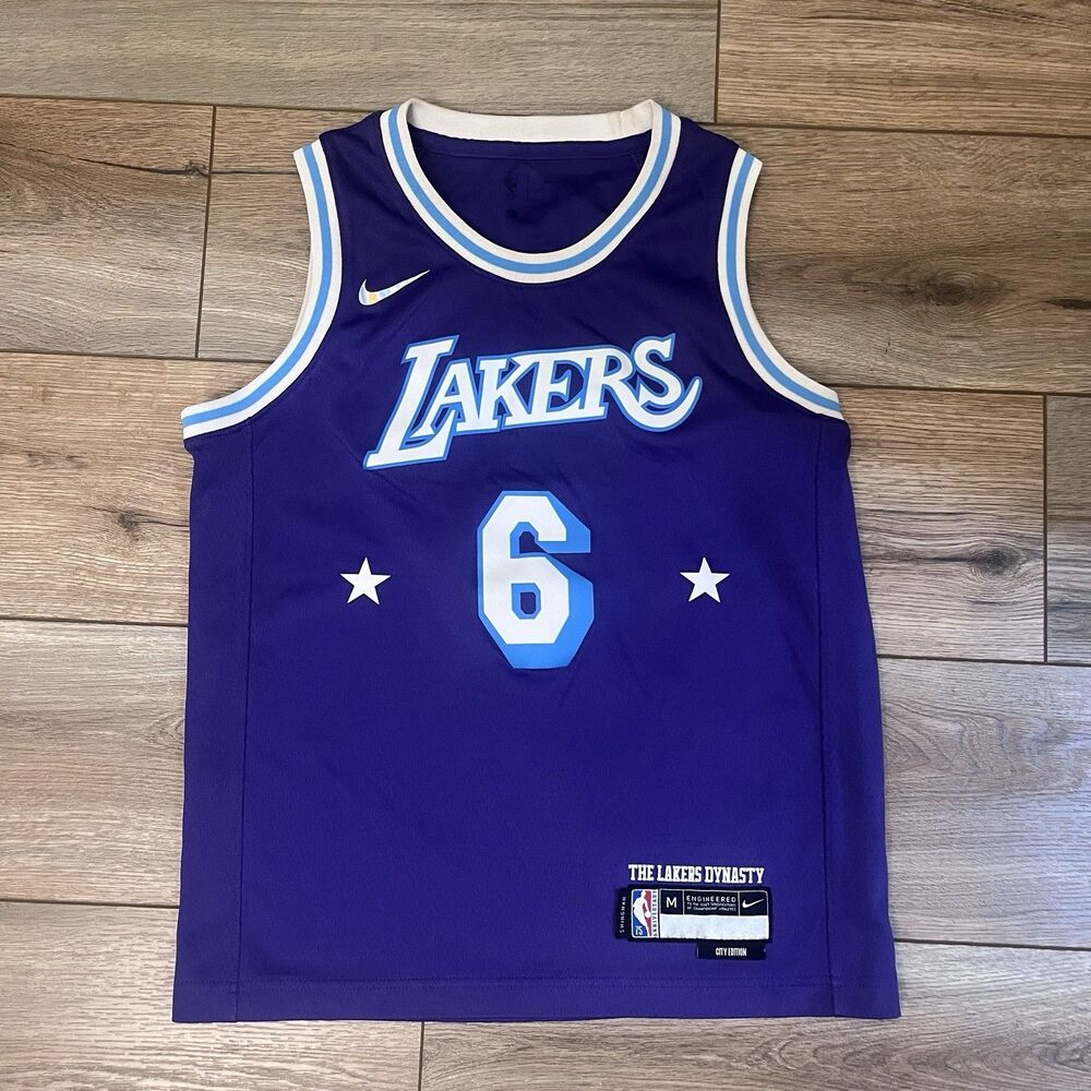 Nike Los Angeles Lakers LeBron James Dynasty City Edition Purple Jersey Youth M